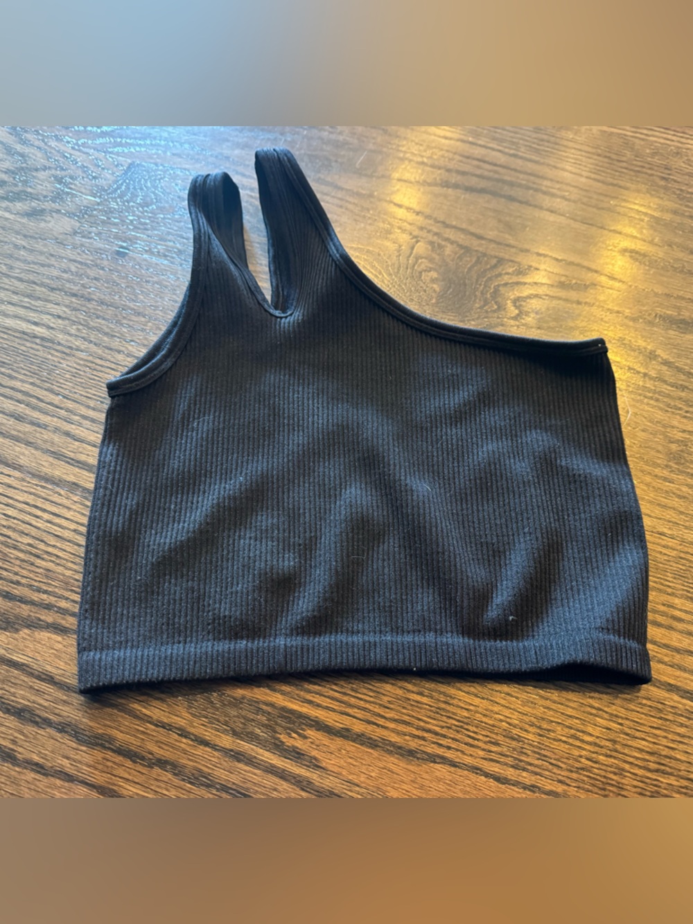 aerie Black Ribbed Crop Tank Top